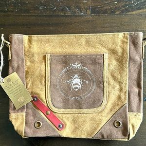 Brand New Clea Ray Bee Recycled Canvas Tote Bag with Leather Trim / Handbag